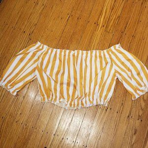 Cream and Yellow Peasant Top Size Small